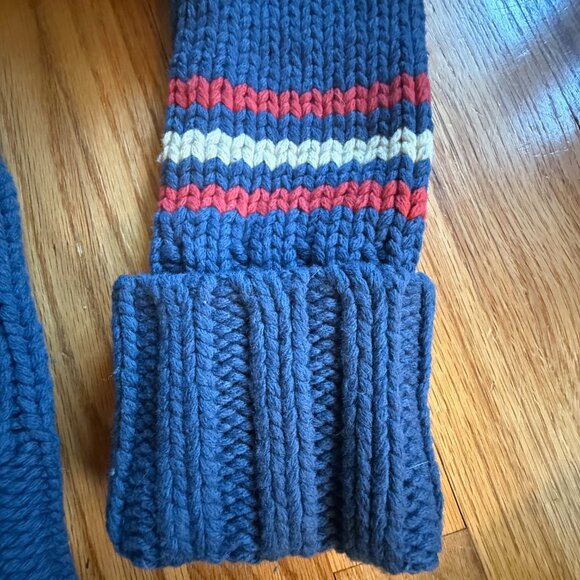 Marc Jacobs Blue Button Front Sweater w/ Hood and Striped Turnback Cuffs - Picture 3 of 5